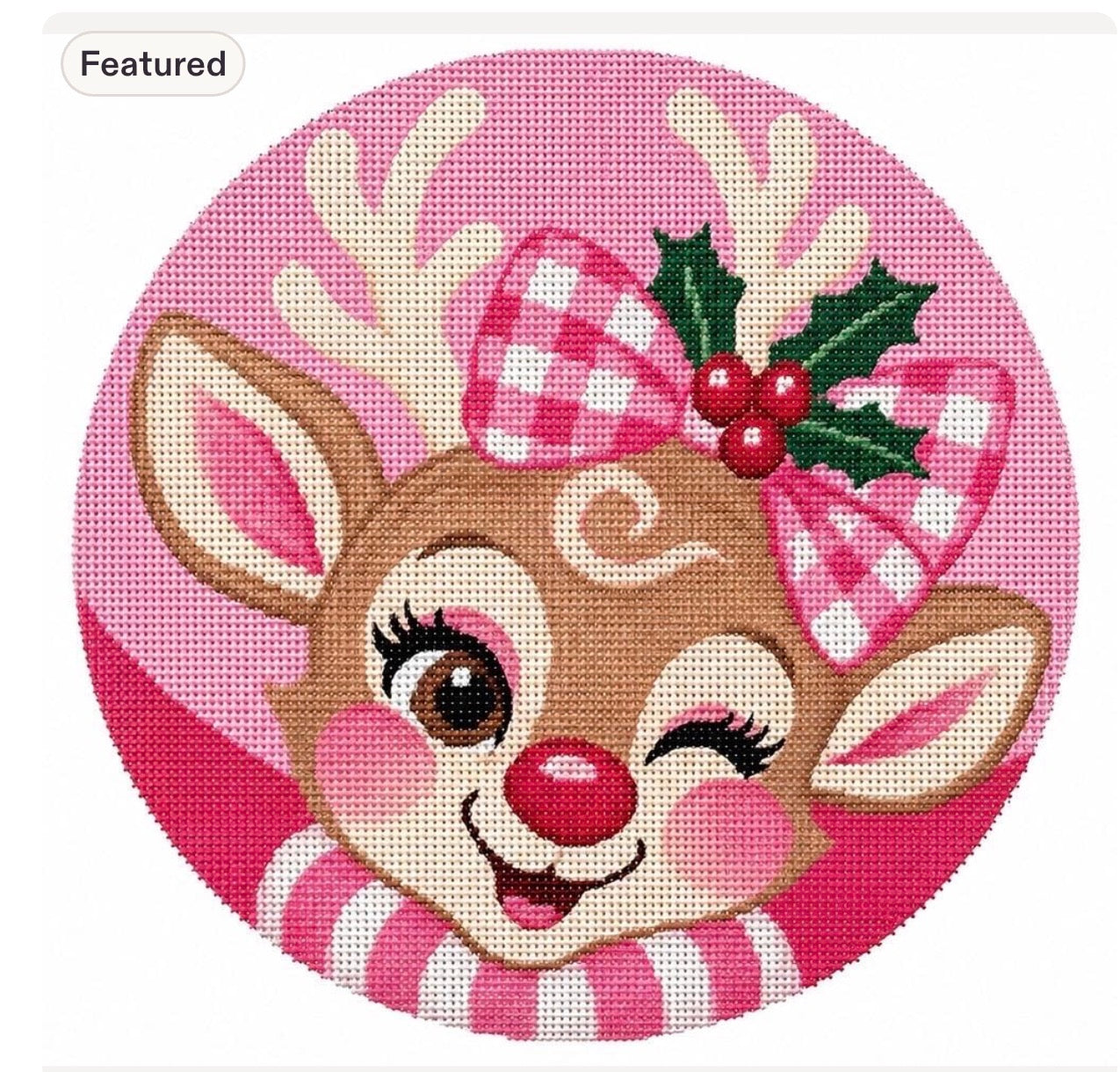 Whimsy Reindeer Ornament Needlepoint Canvas