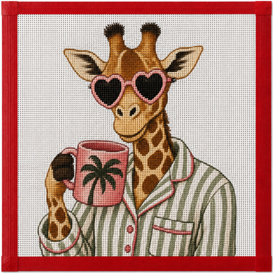 Giraffe in Pajama Printed Needlepoint Canvas