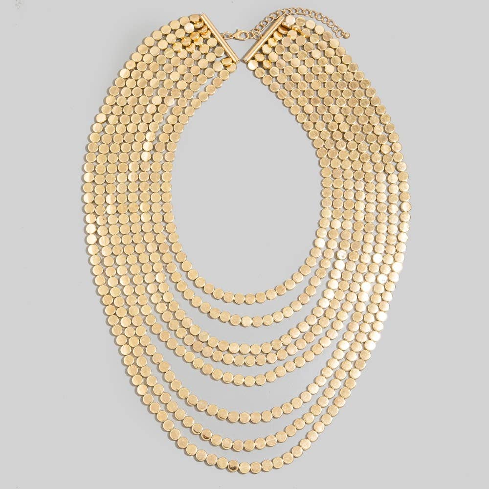 Multi Layered Mini Circle Link Chunky Statement Necklace