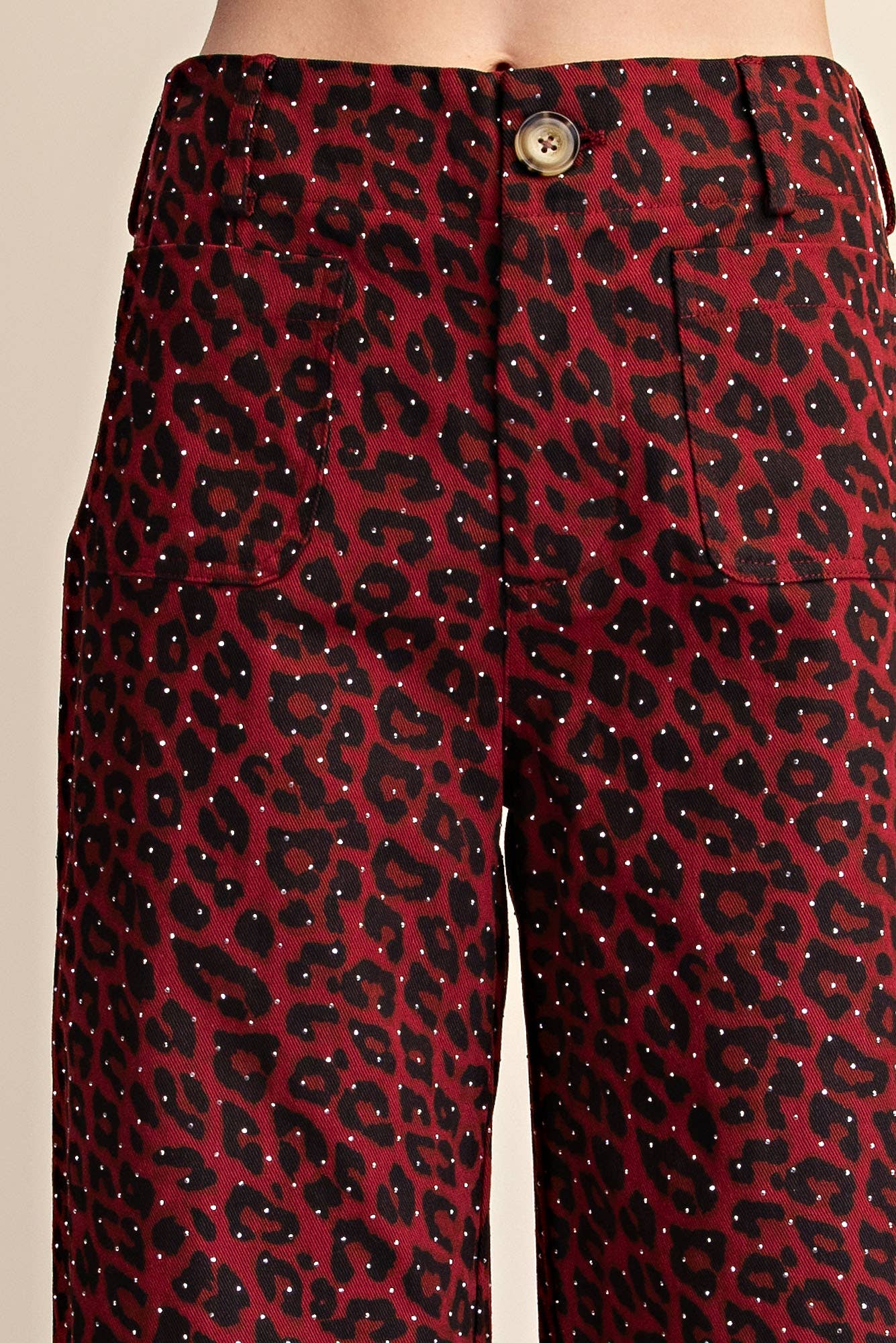 Leopard Colette Cropped Rhinestone Pants