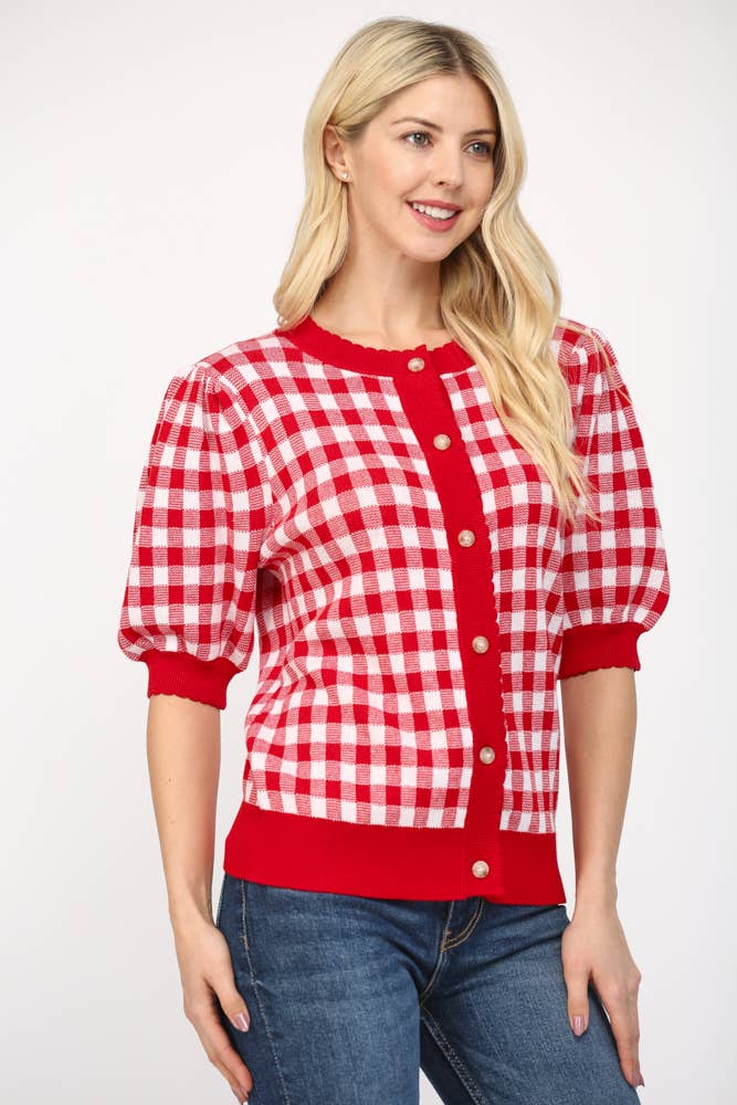Love Me Always Gingham Cardigan