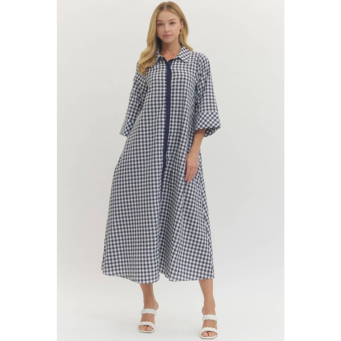 In Love with Gingham Midi Dress