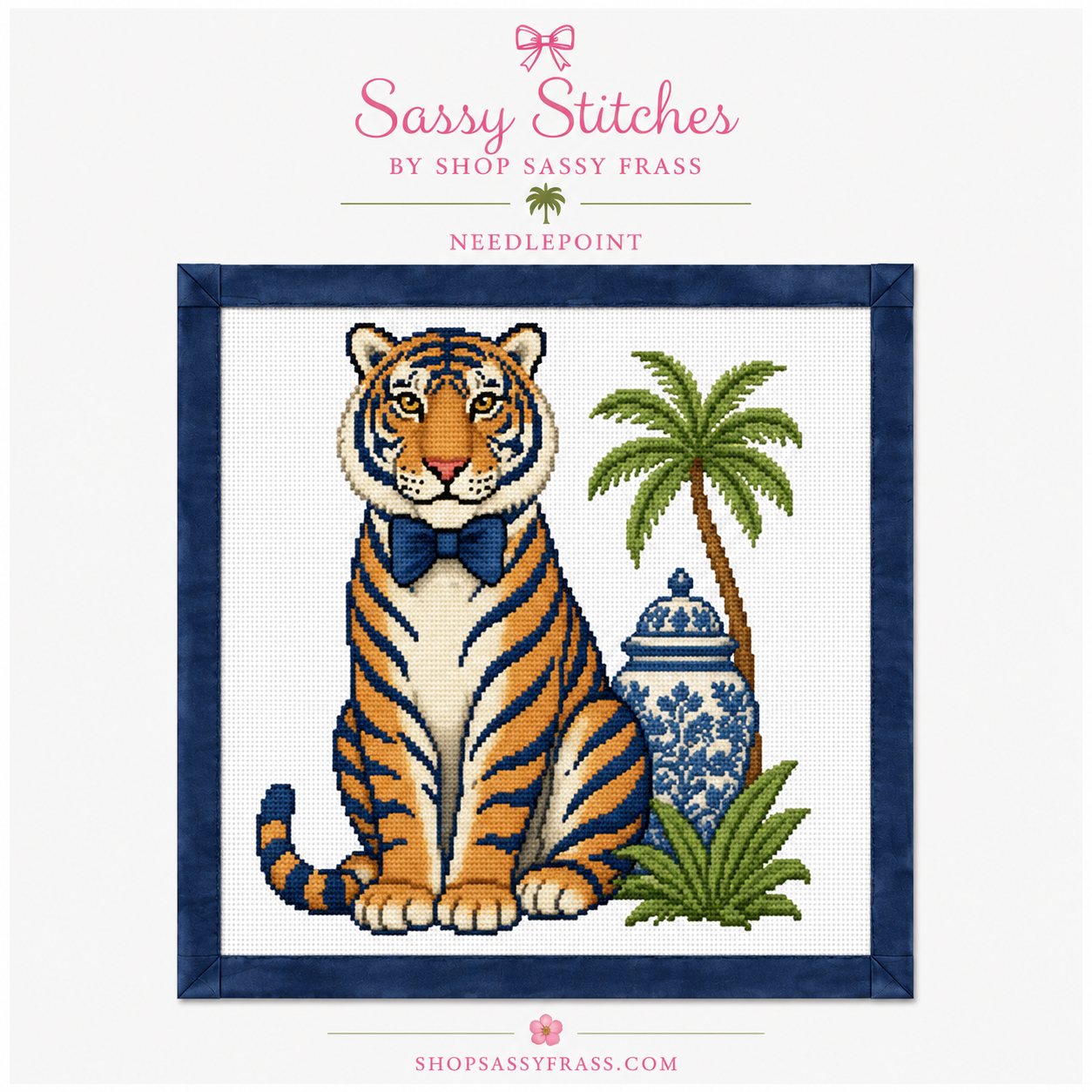 Jungle Club Tiger Printed Needlepoint Canvas