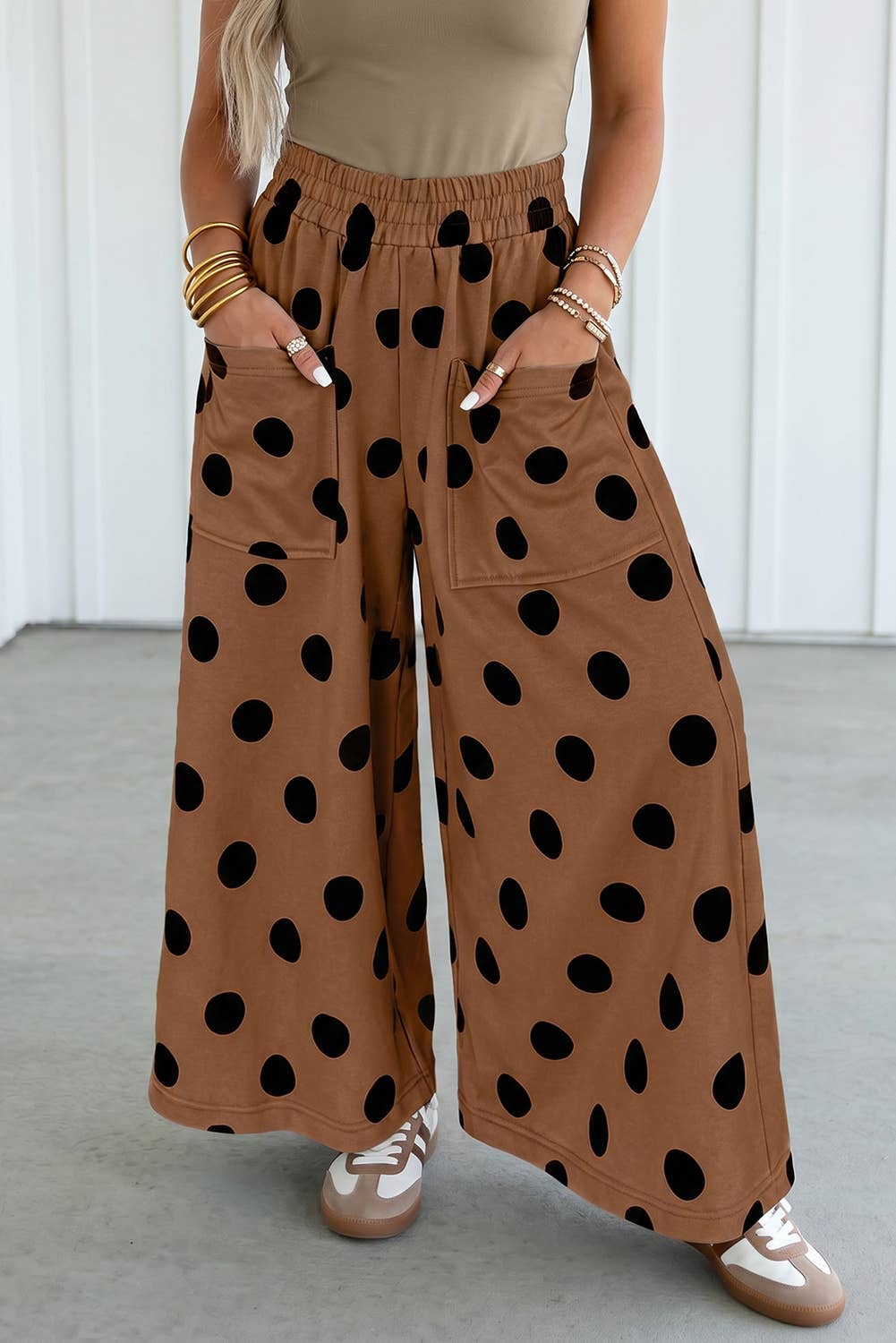 Polka Dot Wide Leg Pocket Shift Pant