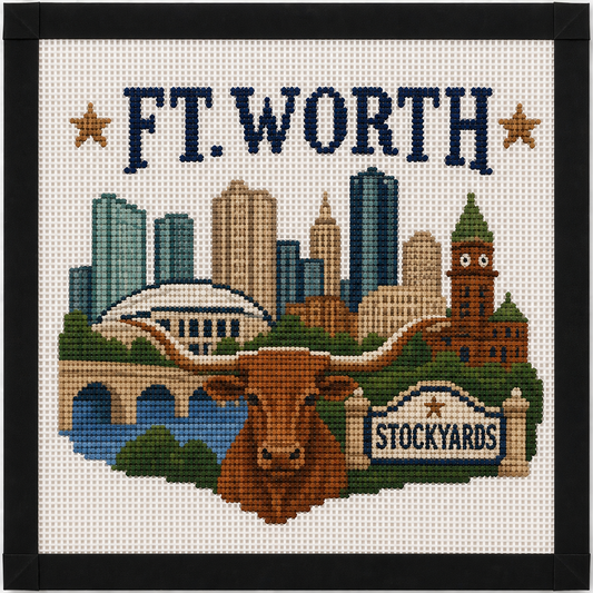 Ft. Worth TX Printed Needlepoint Canvas