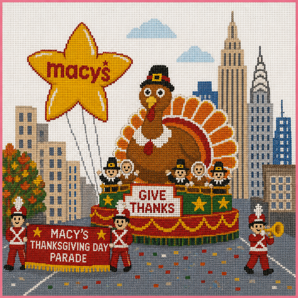 Thanksgiving Parade Printed Needlepoint Canvas