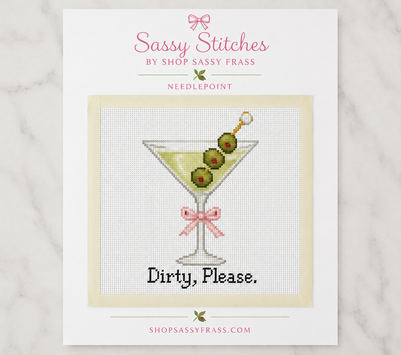 Dirty Please Printed Needlepoint Canvas