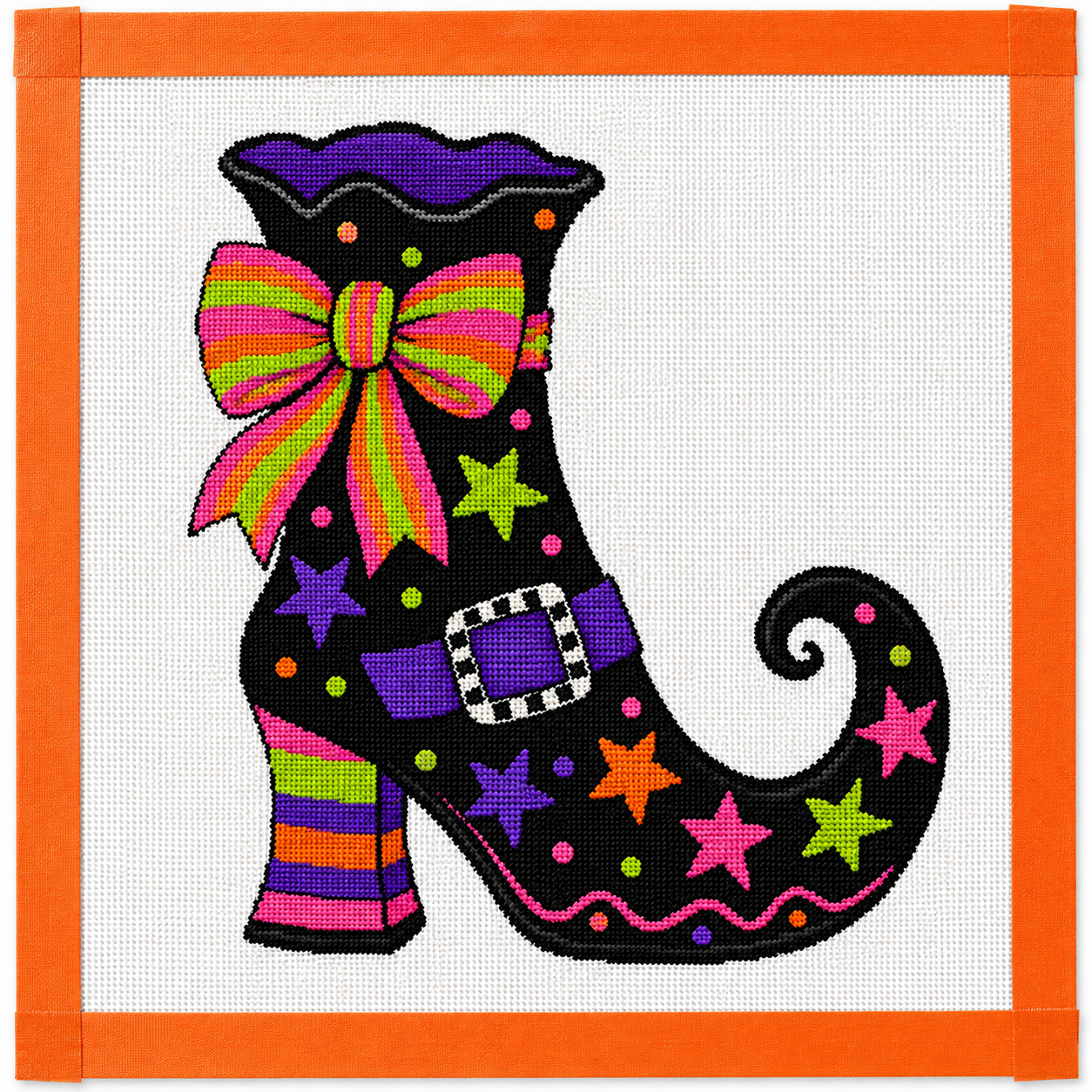 Halloween Witch’s Boot Needlepoint Canvas