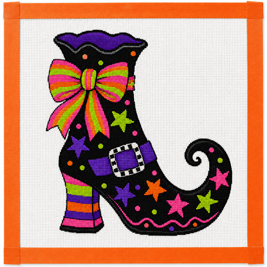 Halloween Witch’s Boot Needlepoint Canvas