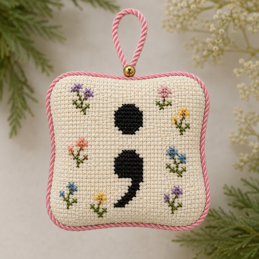 Semi-Colon Ornament/Charm Needlepoint Canvas