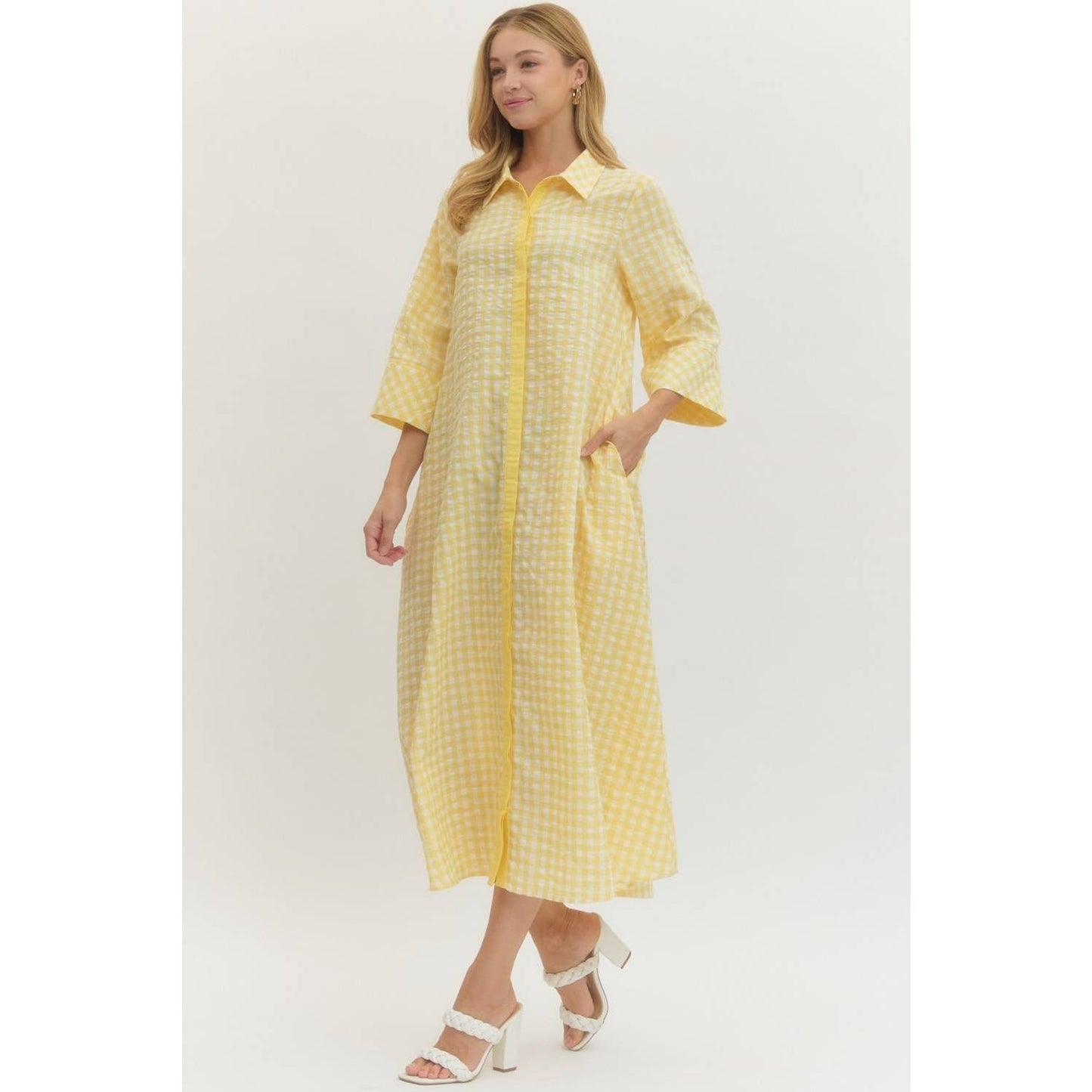 In Love with Gingham Midi Dress