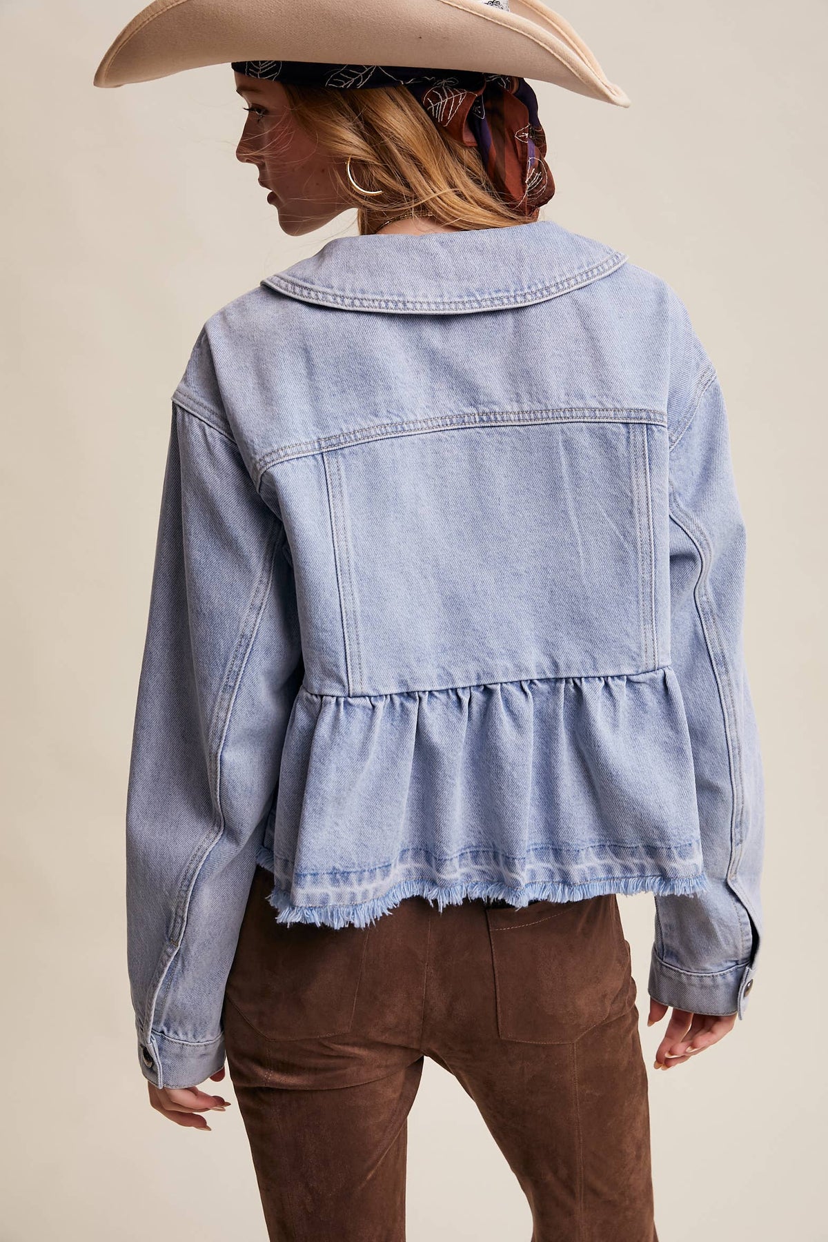 Peplum Hem Denim Jacket