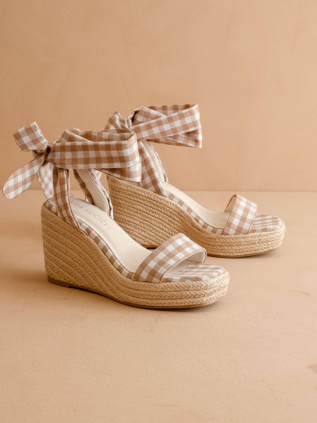 The Oceana Latte Gingham Wrap Wedge
