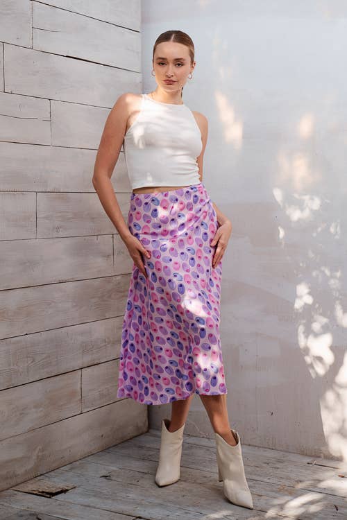Olive Midi Print Skirt