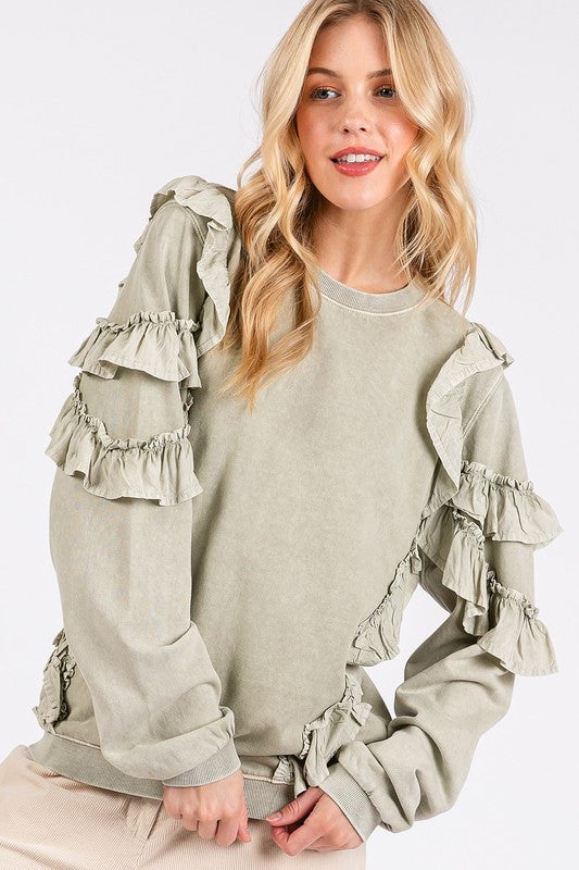 Sage Ruffle Sweatshirt