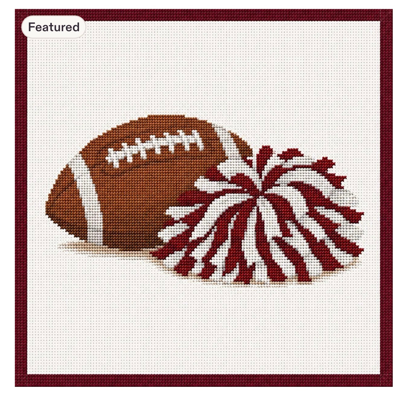 Football/Maroon Pom Needlepoint Canvas