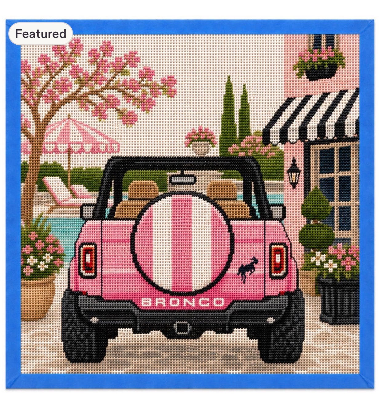 Pink Bronco Needlepoint Canvas