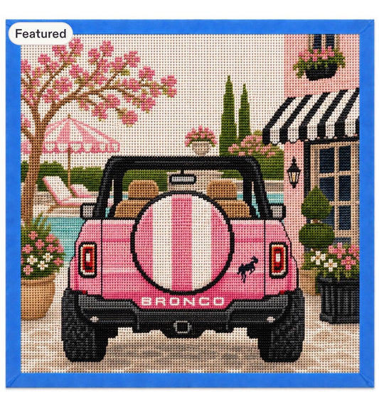 Pink Bronco Needlepoint Canvas