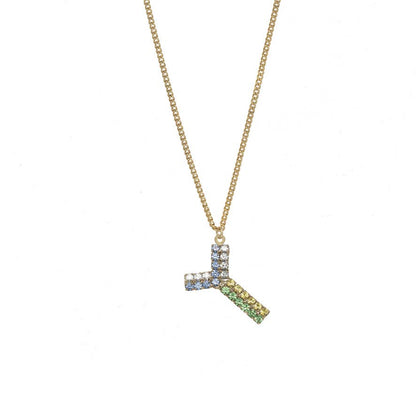 TOVA Mini Monogram Multicolor Crystal Necklace