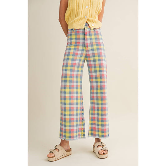 Daydream In The Meadow Wide Leg Checkered Trouser