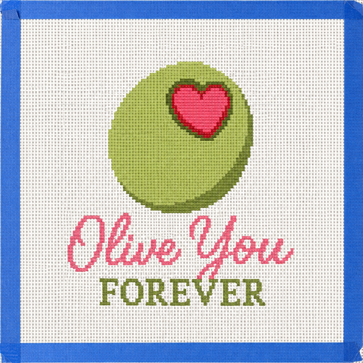 Olive You Forever Printed Needlepoint Canvas