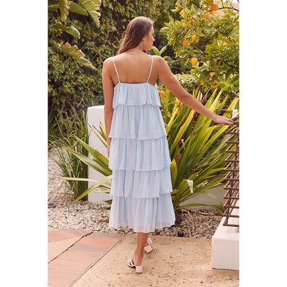 Chiffon Tiered Ruffle Midi Dress