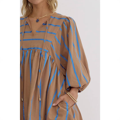 Mocha Stripe Babydoll Dress