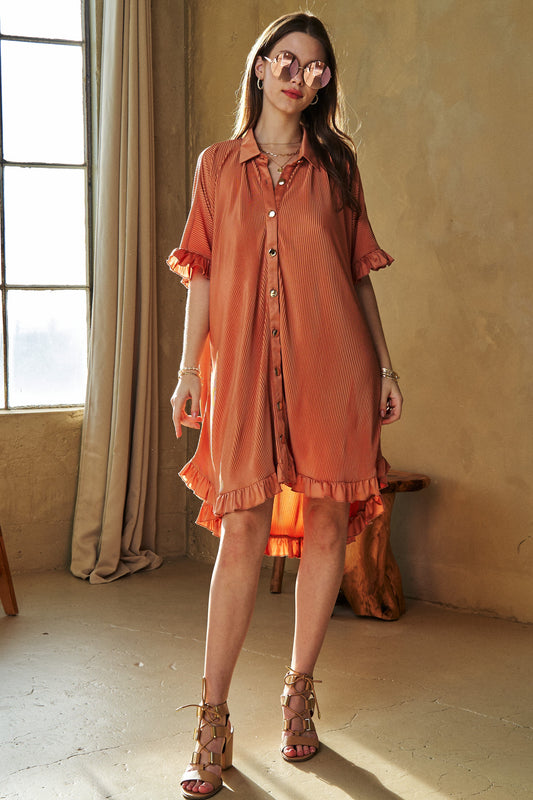 Perfectly Pleated Apricot Dress