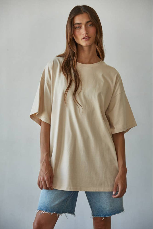 Knit Cotton Drop Shoulder Oversized Top