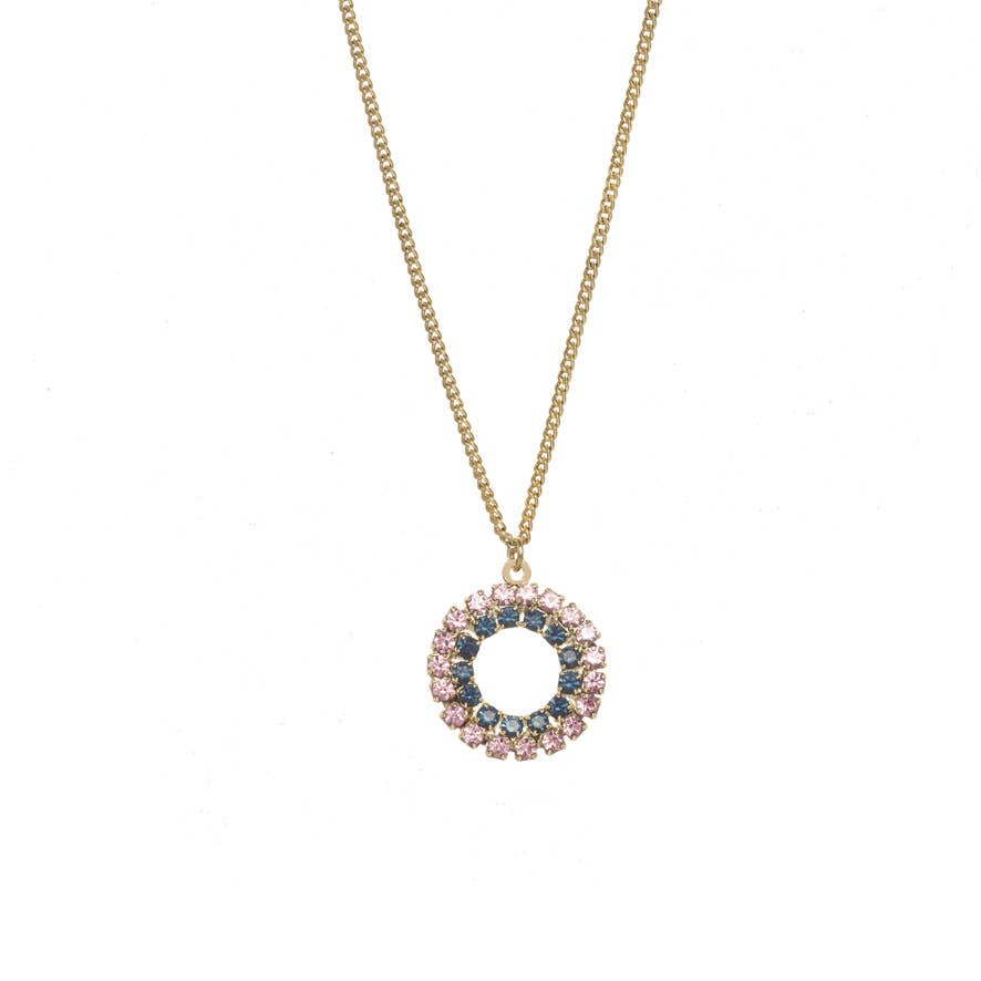 TOVA Mini Monogram Multicolor Crystal Necklace