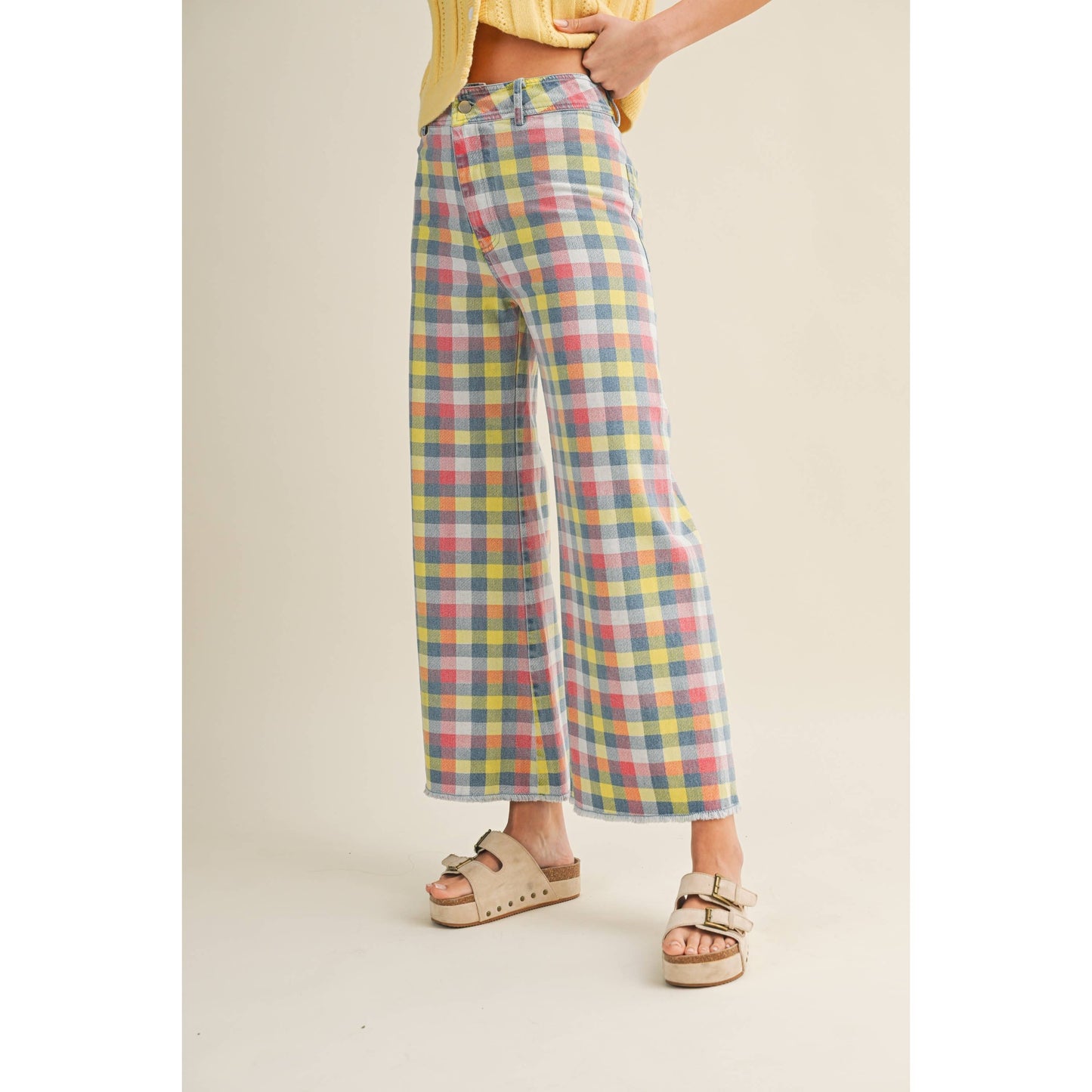 Daydream In The Meadow Wide Leg Checkered Trouser
