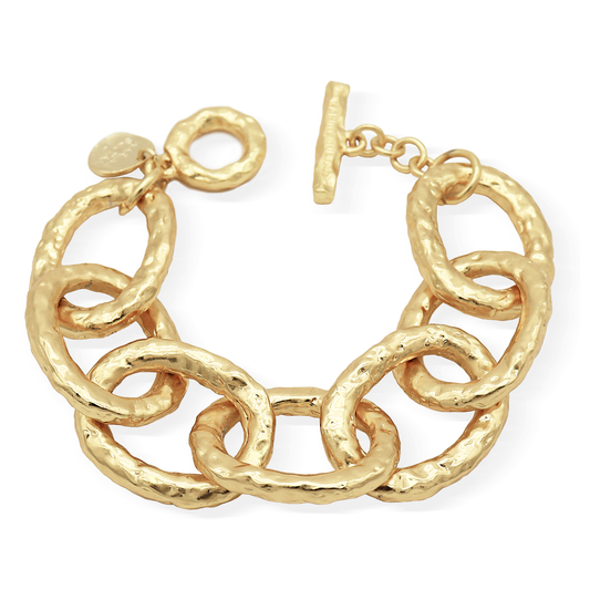 Statement-Making Oversize Link Bracelet - 24K Gold Plated