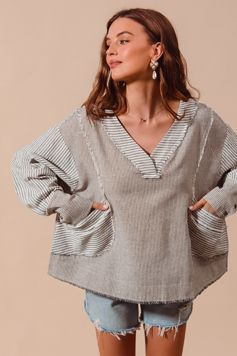 Pin Stripe Oversized Pullover