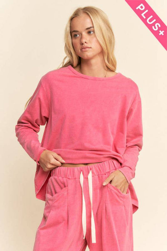 Garment Dyed Two Piece Set Plus Size