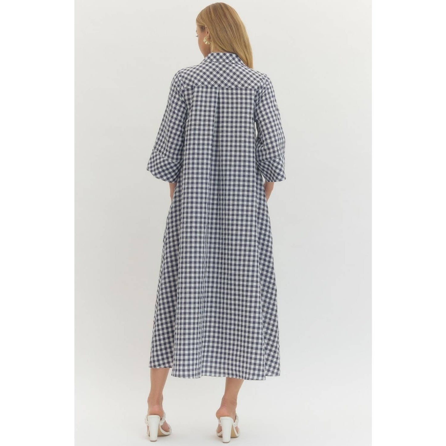 In Love with Gingham Midi Dress