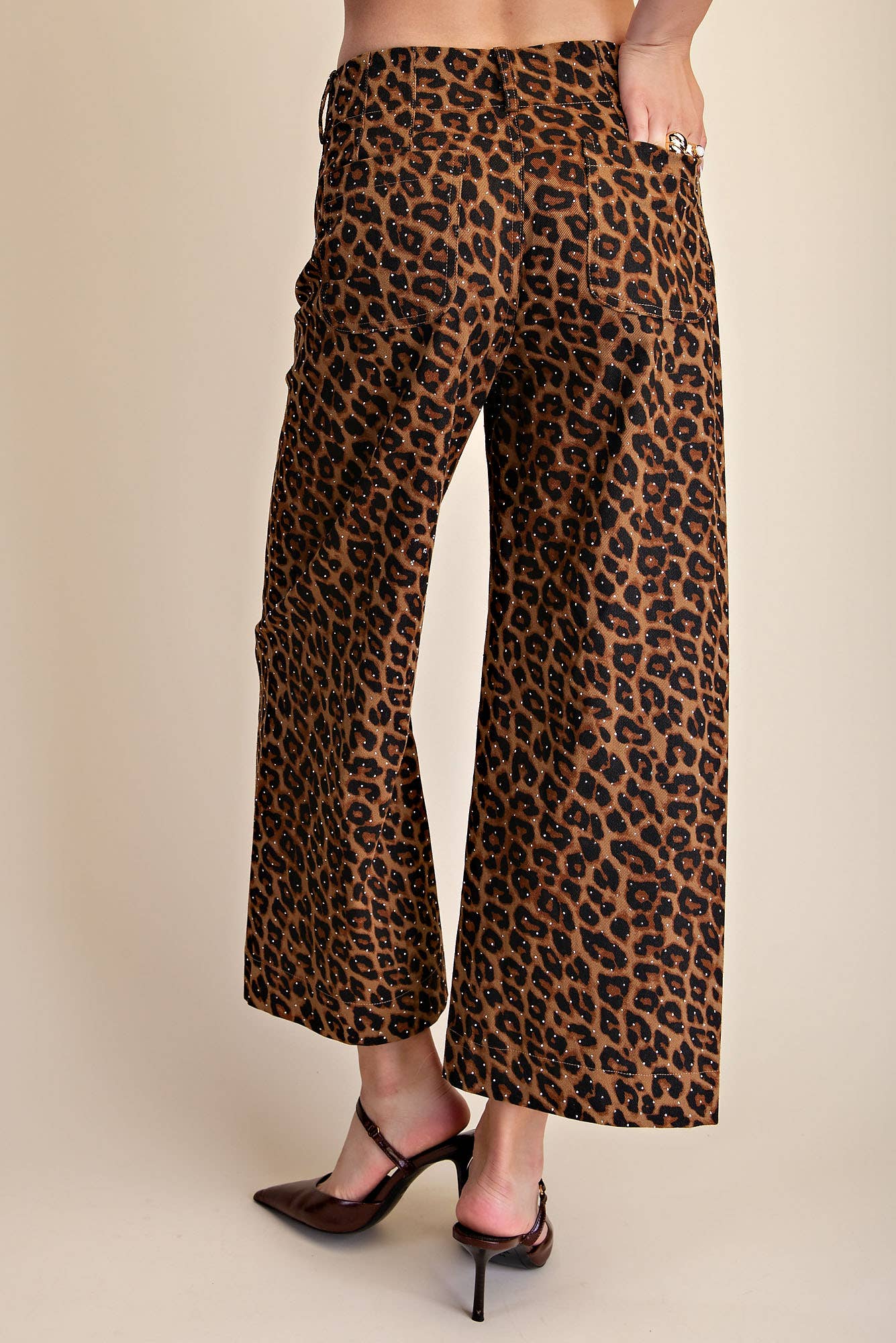 Leopard Colette Cropped Rhinestone Pants