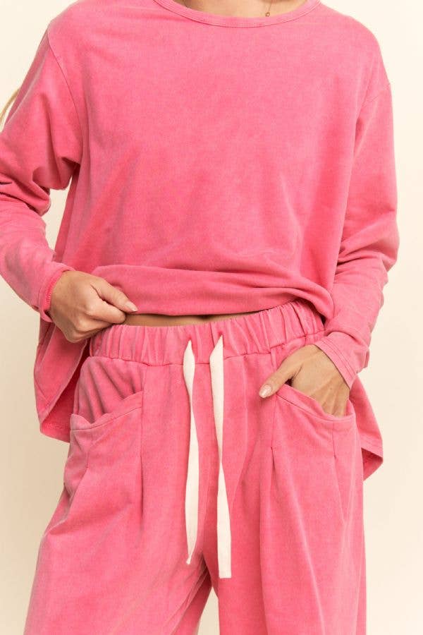 Garment Dyed Two Piece Set Plus Size