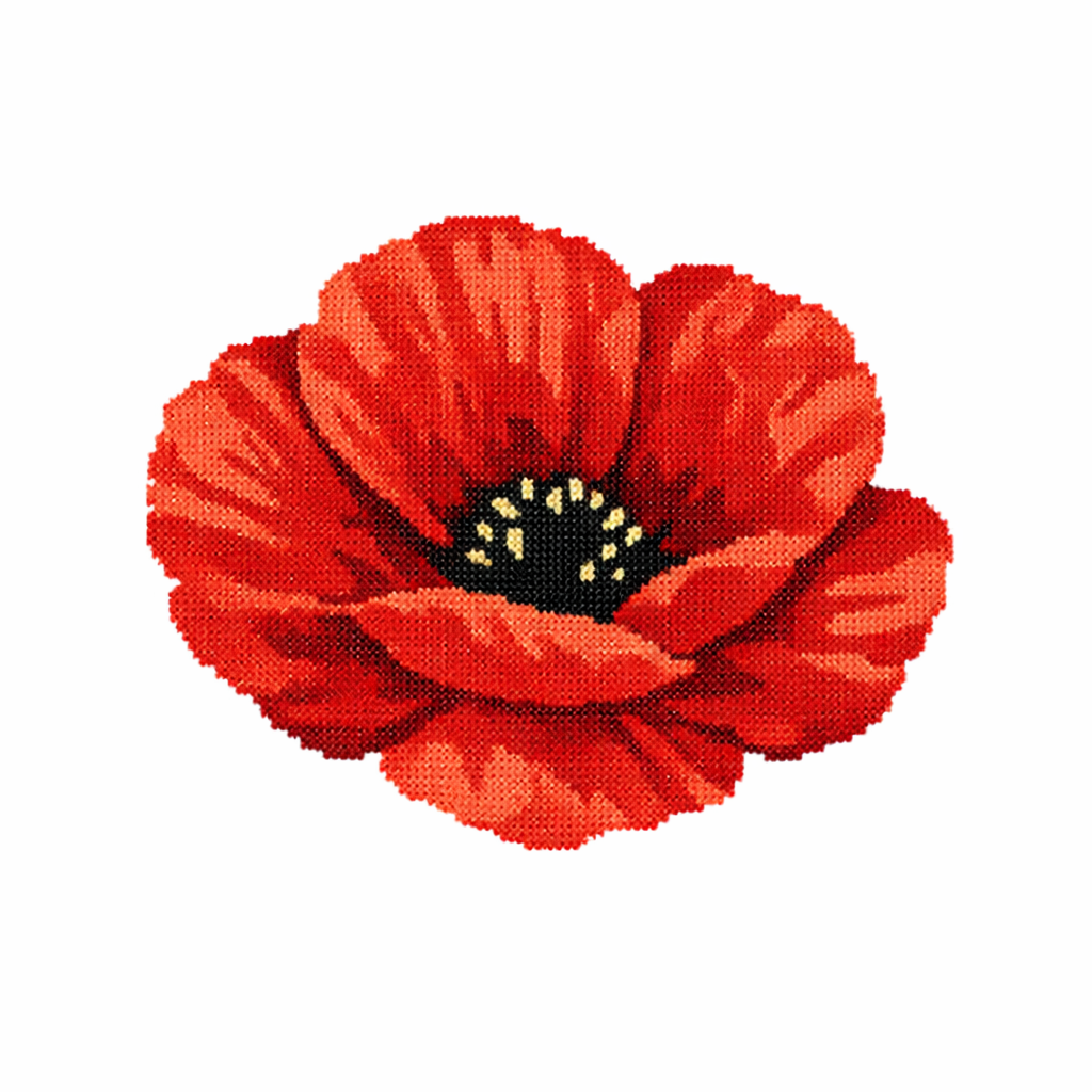 Preppy Poppy Printed Needlepoint Canvas