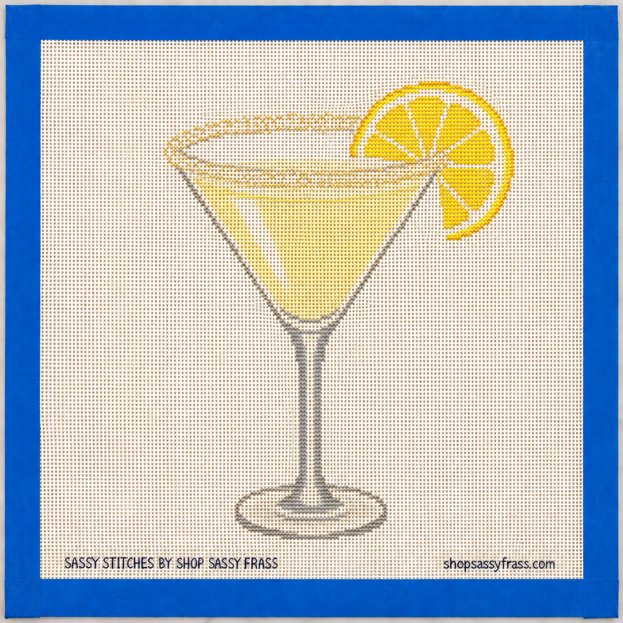 Lemon Drop Martini Cocktail Printed Needlepoint Canvas