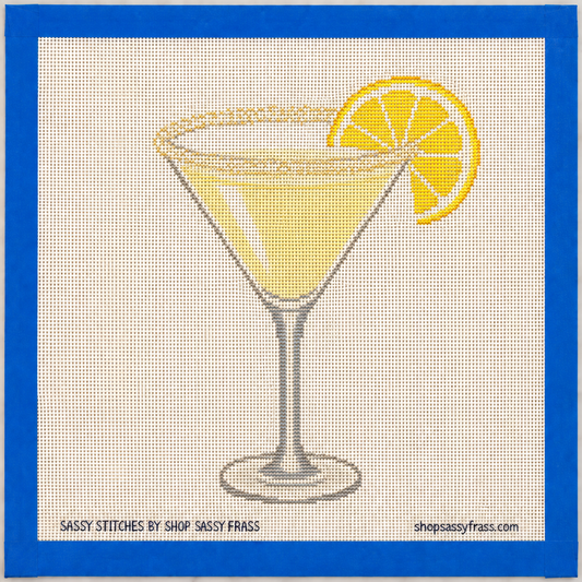 Lemon Drop Martini Cocktail Printed Needlepoint Canvas