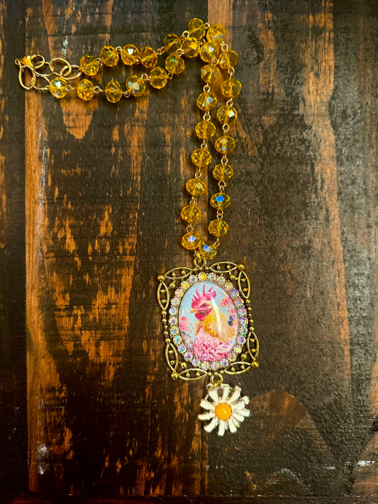Gypsy South Pink Rooster Necklace