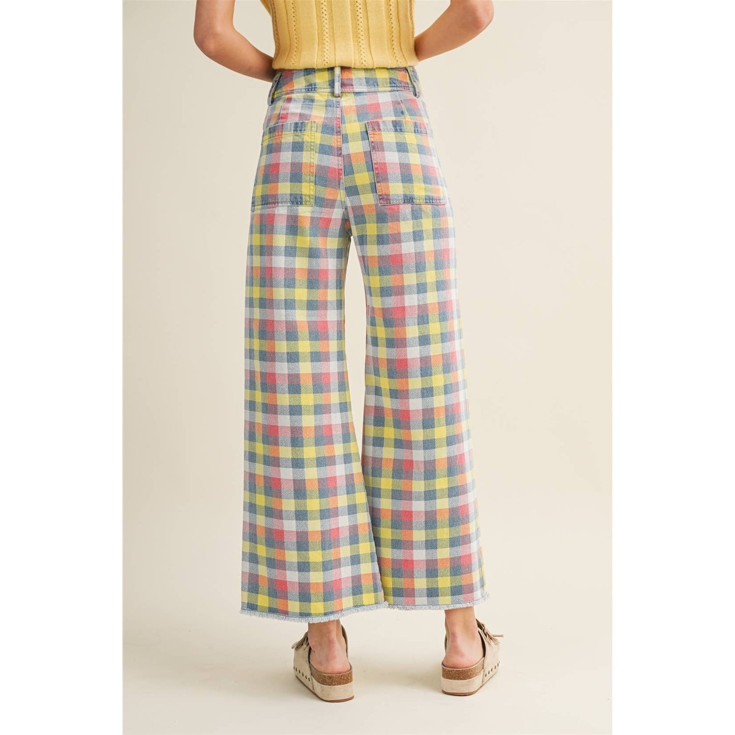 Daydream In The Meadow Wide Leg Checkered Trouser