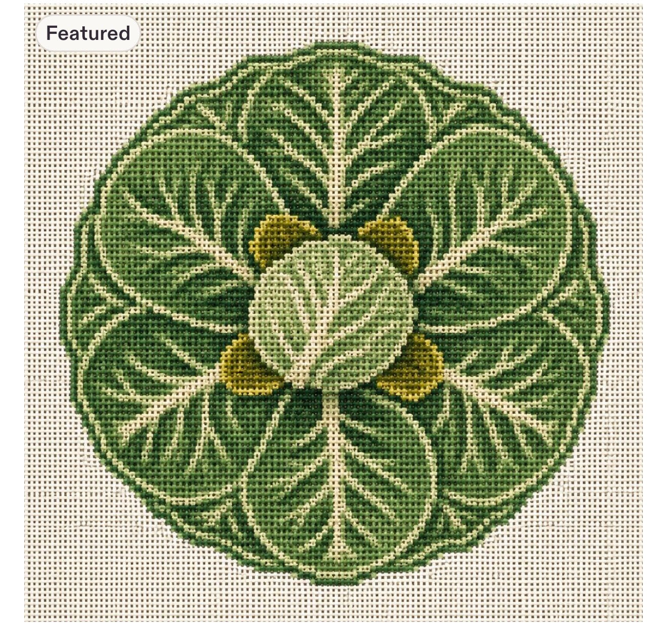 Cabbage Plate Green Needlepoint Canvas