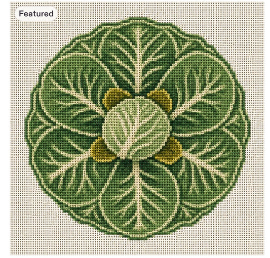 Cabbage Plate Green Needlepoint Canvas
