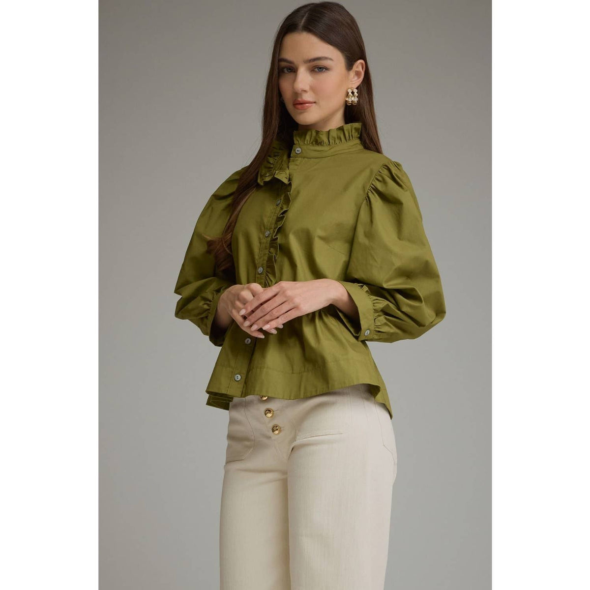 Martini Olive Puff Long Sleeve Top