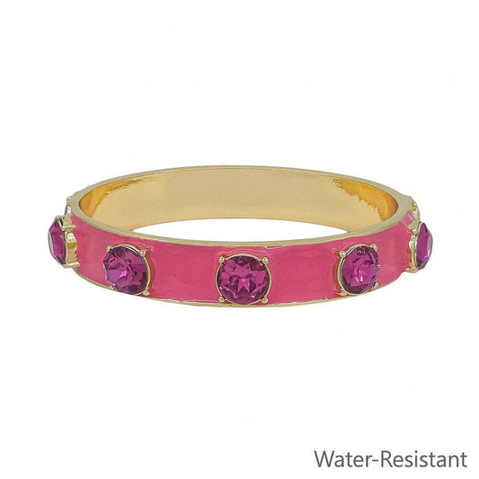 12MM Hot Pink Epoxy and Gold Bangle Bracelet