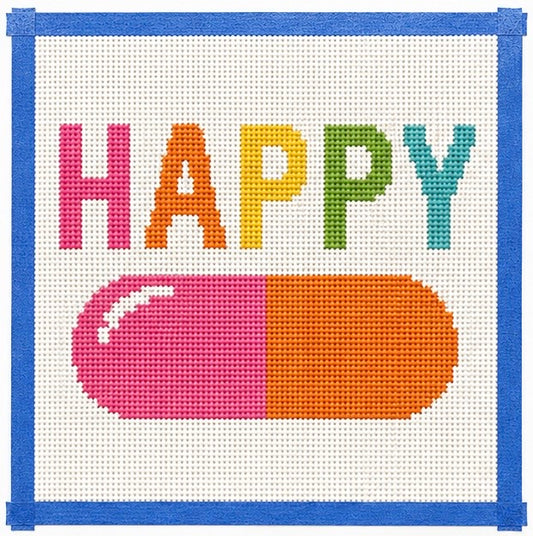 Happy Pill Needlepoint Canvas