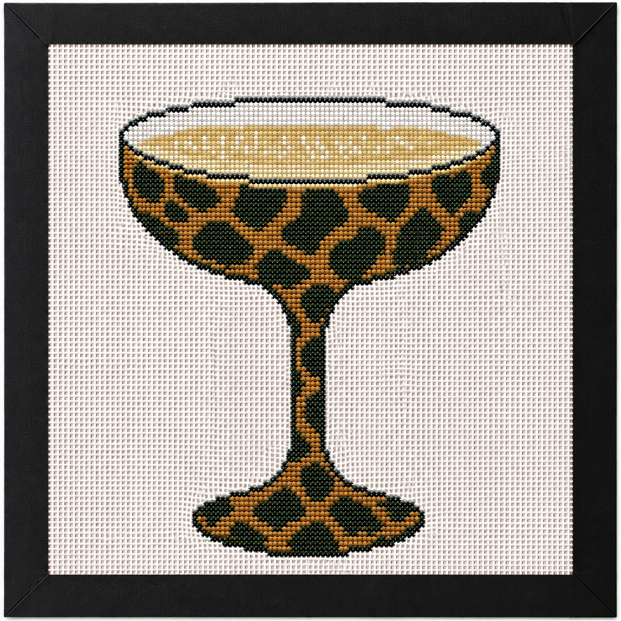 Tortoise Coupe Cocktail Printed Needlepoint Canvas