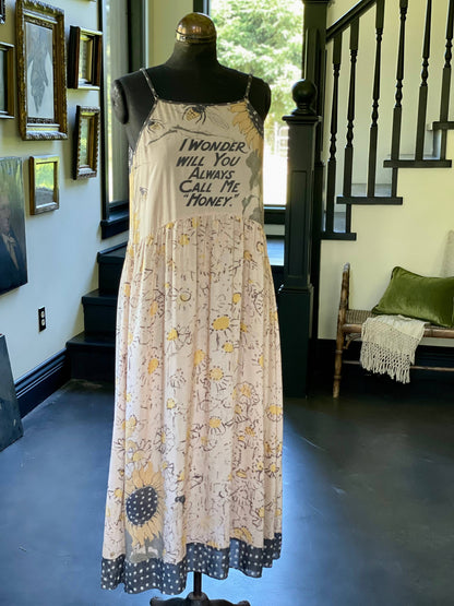 Milk & Honey Bohéme Slip Dress with Bees and Sunflower