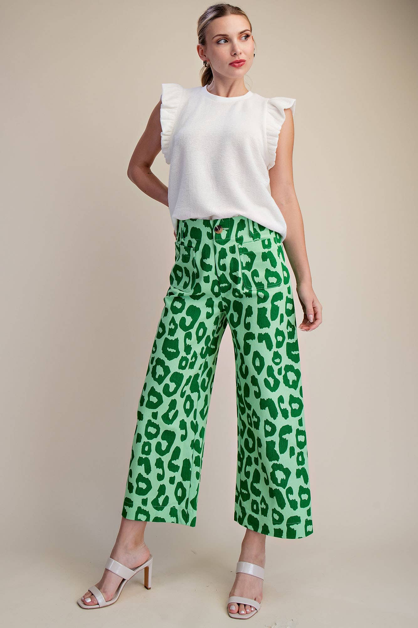 Colette Neon Green Leopard Pant